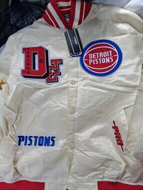 Pro Standard Detroit Pistons "Best Of" cream satin varsity jacket